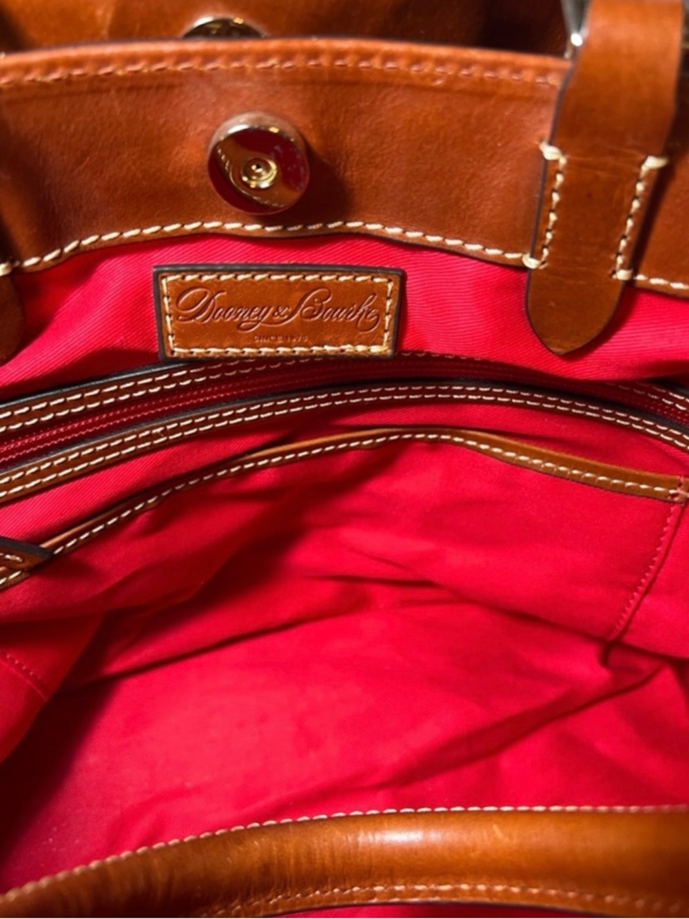 Dooney & Bourke Lizard Embossed Leather Satchel Brown Tan Crossbody - Picture 10 of 14
